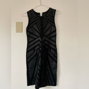 Black dress with faux leather detailing